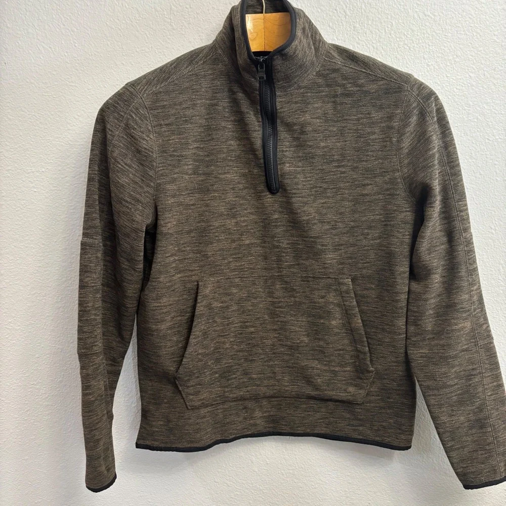 Banana Republic Men M Brown Quarter Zip Pullover Arctic Fleece Marled Pocket